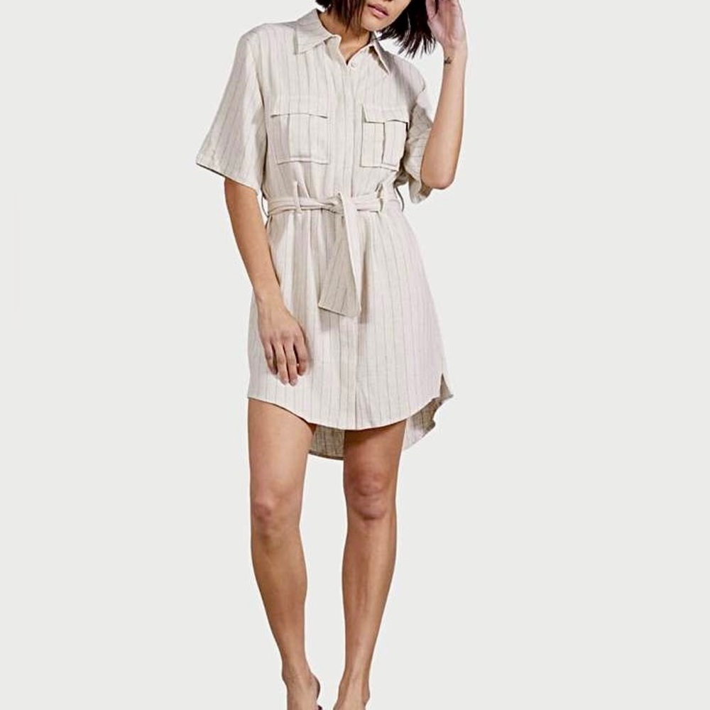 THIRD FORM || Picnic Stripe Shirt Dress in Neutral Stripe SZ 2 ⭐️NWT⭐️